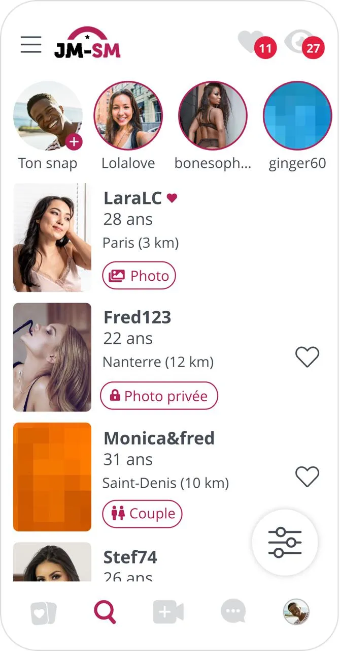 Capture d'écran du site de rencontre BDSM JM SM